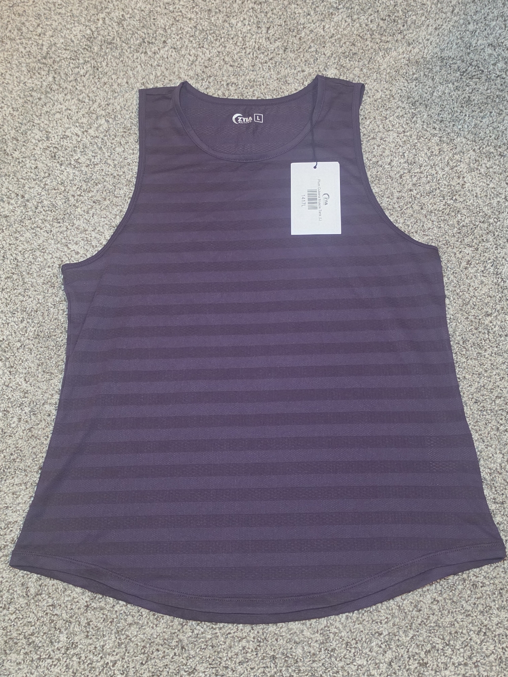 NWT ZYIA Women's Plum Striped Tank Top